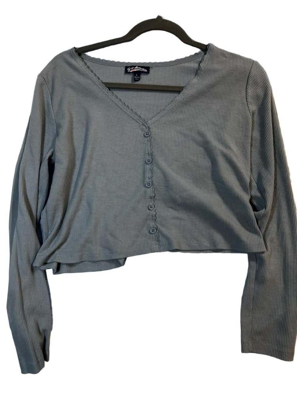 Freshman 1996 Thermal Henley Waffle Knit Button Front